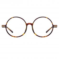 Linda Farrow Linear Spire Round Optical Frame In Tortoiseshell The LINDA FARROW Spring/Summer '22 Collection