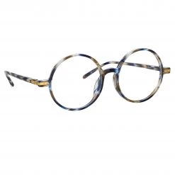 Linda Farrow Linear The LINDA FARROW Spring/Summer '22 Collection Spire Round Optical Frame In Blue Tortoiseshell