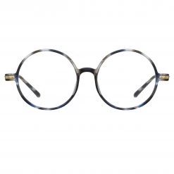 Linda Farrow Linear The LINDA FARROW Spring/Summer '22 Collection Spire Round Optical Frame In Blue Tortoiseshell