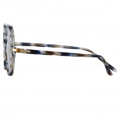 Linda Farrow Linear The LINDA FARROW Spring/Summer '22 Collection Spire Round Optical Frame In Blue Tortoiseshell
