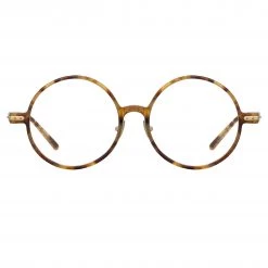 Linda Farrow Linear The LINDA FARROW Spring/Summer '22 Collection Spire Round Optical Frame In Tobacco Tortoiseshell