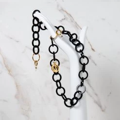 Linda Farrow Black Round Link Acetate Chain Accessories