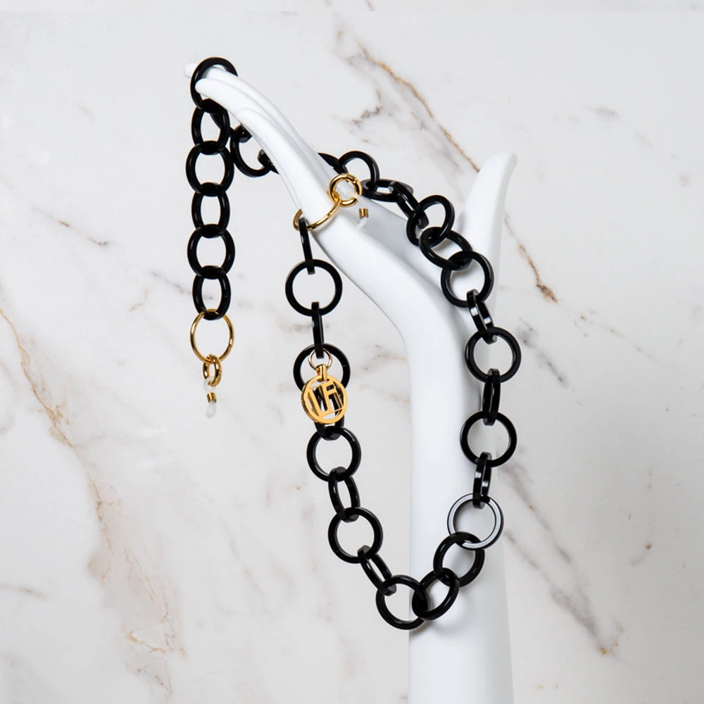 Linda Farrow Black Round Link Acetate Chain Accessories 1 Linda Farrow Black Round Link Acetate Chain Accessories