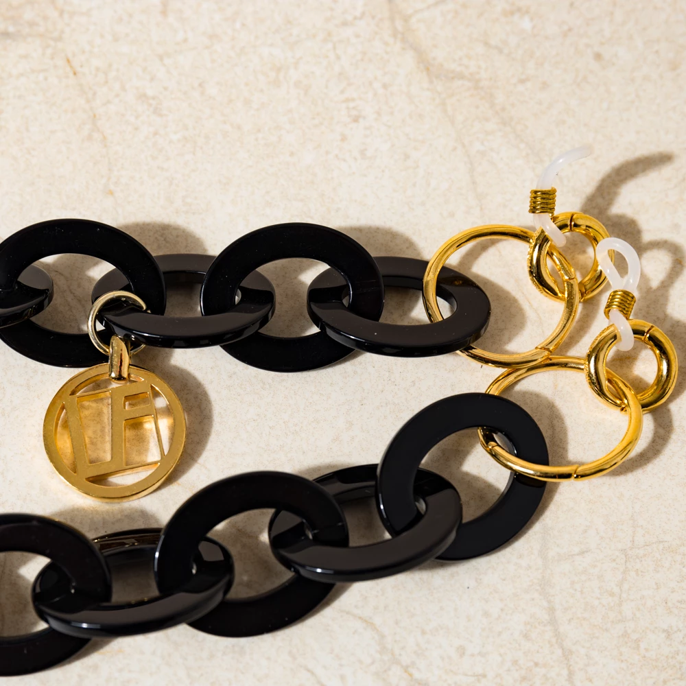 Linda Farrow Black Oval Link Acetate Chain Accessories 2 Linda Farrow Black Oval Link Acetate Chain Accessories