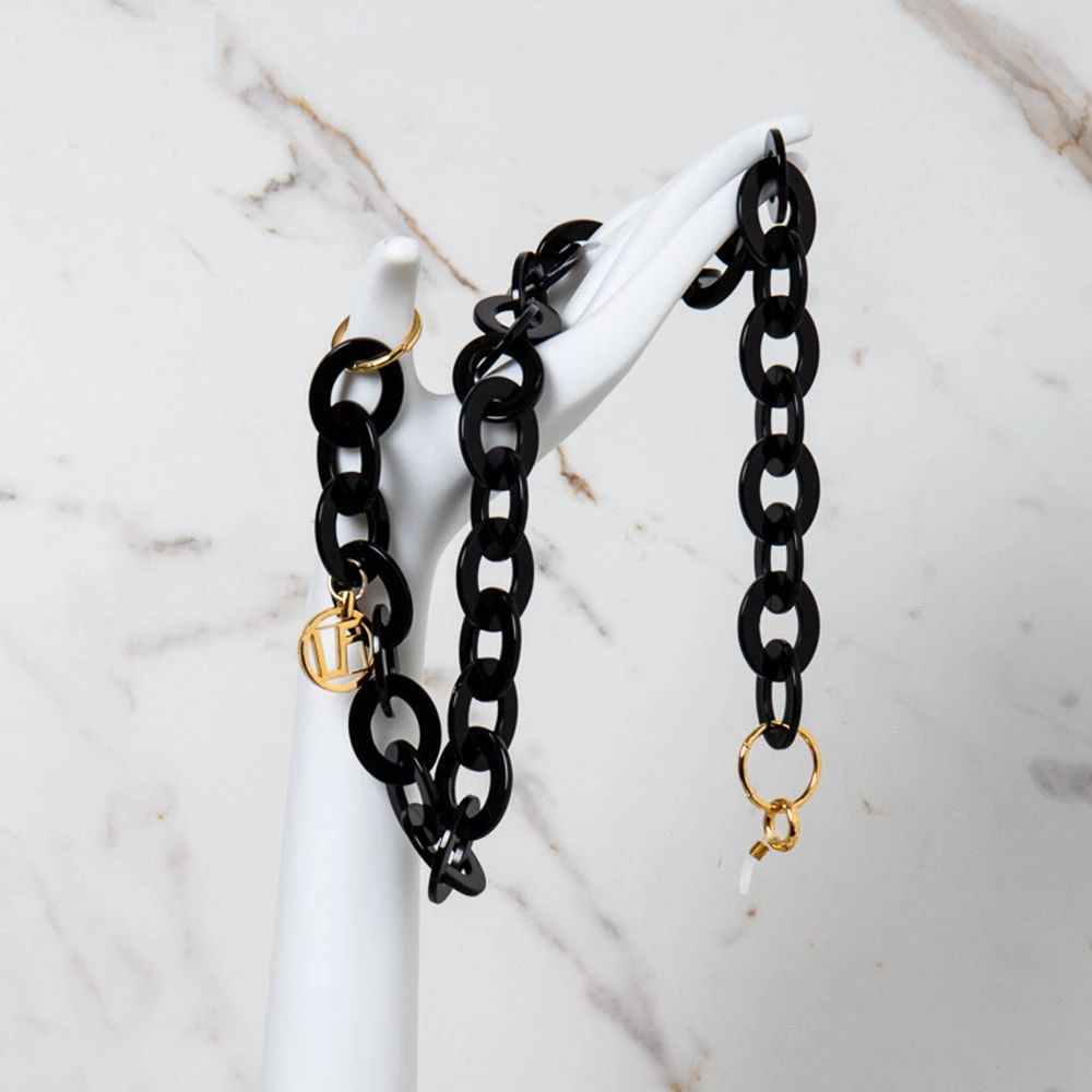 Linda Farrow Black Oval Link Acetate Chain Accessories 1 Linda Farrow Black Oval Link Acetate Chain Accessories