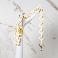 Linda Farrow Cream Oval Link Acetate Chain Accessories
