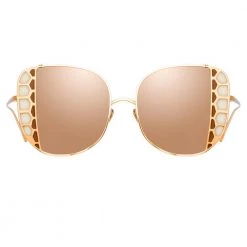 Linda Farrow Amelia Oversized Sunglasses In Rose Gold Women's