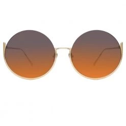 Linda Farrow Olivia Round Sunglasses In Light Gold