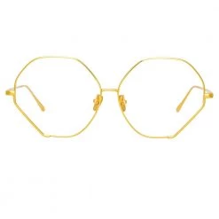 Linda Farrow Fawcet Hexagon Optical Frame In Yellow Gold
