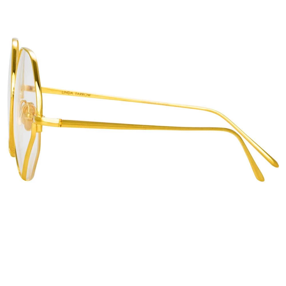 Linda Farrow Fawcet Hexagon Optical Frame In Yellow Gold 4 Linda Farrow Fawcet Hexagon Optical Frame In Yellow Gold