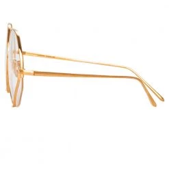 Linda Farrow Fawcet Hexagon Optical Frame In Rose Gold