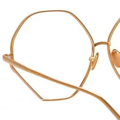 Linda Farrow Fawcet Hexagon Optical Frame In Rose Gold