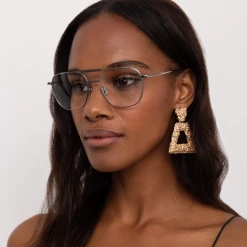 Linda Farrow Wilder Aviator Optical Frame In Yellow Gold
