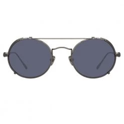 Linda Farrow Jimi Oval Sunglasses In Nickel