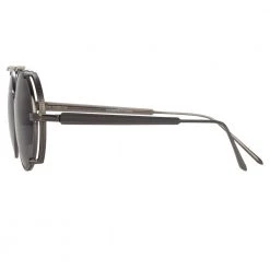 Linda Farrow Jimi Oval Sunglasses In Nickel 7 Linda Farrow Jimi Oval Sunglasses In Nickel