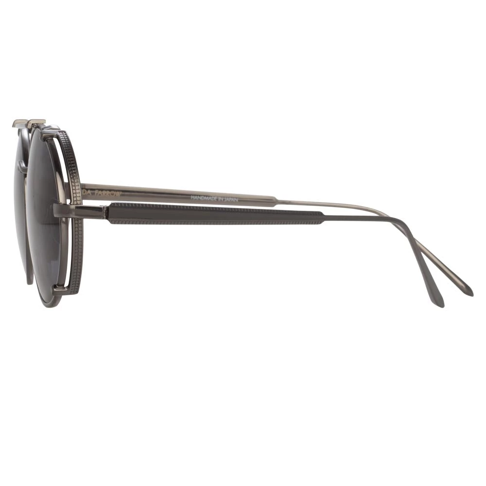 Linda Farrow Jimi Oval Sunglasses In Nickel 3 Linda Farrow Jimi Oval Sunglasses In Nickel