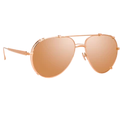 Linda Farrow Women's Newman Aviator Sunglasses In Rose Gold