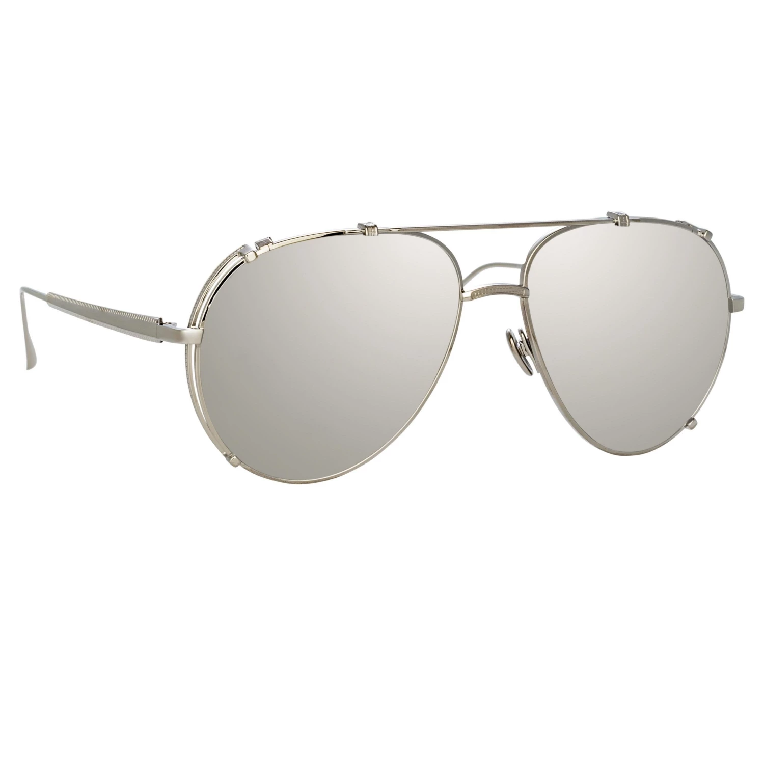 Linda Farrow Women's Newman Aviator Sunglasses In White Gold 2 Linda Farrow Women's Newman Aviator Sunglasses In White Gold