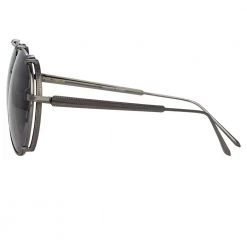 Linda Farrow Newman Aviator Sunglasses In Nickel Women's