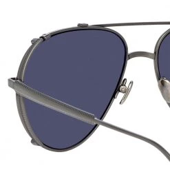 Linda Farrow Newman Aviator Sunglasses In Nickel Women's