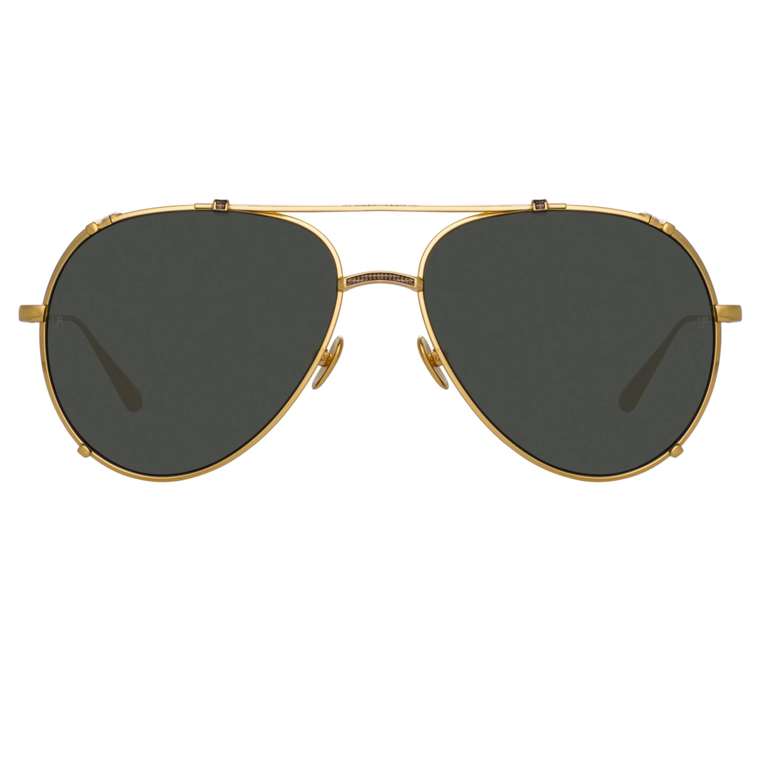 LINDA FARROW UK Newman Aviator Sunglasses In Yellow Gold Women's 1 LINDA FARROW UK Newman Aviator Sunglasses In Yellow Gold Women's