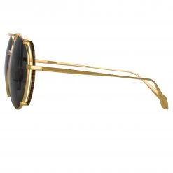 LINDA FARROW UK Newman Aviator Sunglasses In Yellow Gold Women's 6 LINDA FARROW UK Newman Aviator Sunglasses In Yellow Gold Women's