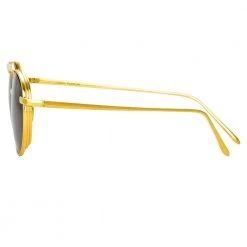 Linda Farrow Lou Oval Sunglasses In Yellow Gold Women's
