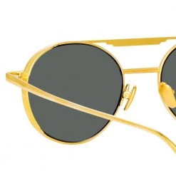 Linda Farrow Lou Oval Sunglasses In Yellow Gold Women's