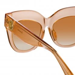 Linda Farrow Dunaway Oversized Sunglasses In Peach