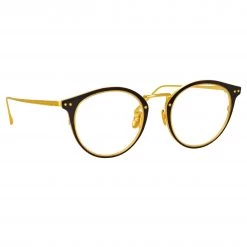 LINDA FARROW Sales 36 LINDA FARROW UK The Cooper | Oval Optical Frame In Black And Yellow Gold (C4)