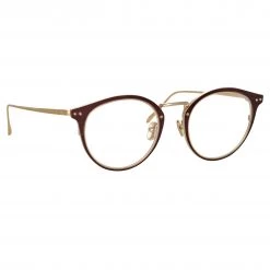 LINDA FARROW UK The CORE Optical Collection The Cooper | Oval Optical Frame In Brown And Light Gold (C6)