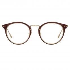 LINDA FARROW UK The CORE Optical Collection The Cooper | Oval Optical Frame In Brown And Light Gold (C6)