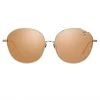 LINDA FARROW UK Hannah Cat Eye Sunglasses In White Gold And Rose Gold Lenses Women's
