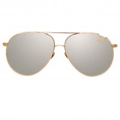 LINDA FARROW UK Women's Joni Aviator Sunglasses In Rose Gold And Platinum Lenses