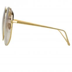 Linda Farrow Marisa Oversized Sunglasses In Yellow Gold Women's 8 Linda Farrow Marisa Oversized Sunglasses In Yellow Gold Women's