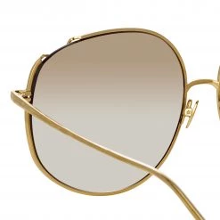 Linda Farrow Marisa Oversized Sunglasses In Yellow Gold Women's 9 Linda Farrow Marisa Oversized Sunglasses In Yellow Gold Women's