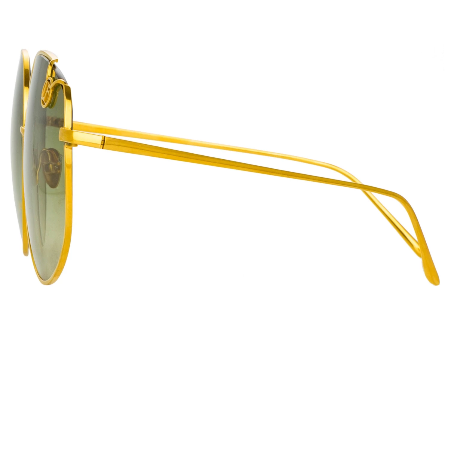 Linda Farrow Marisa Oversized Sunglasses In Yellow Gold And Green 3 Linda Farrow Marisa Oversized Sunglasses In Yellow Gold And Green