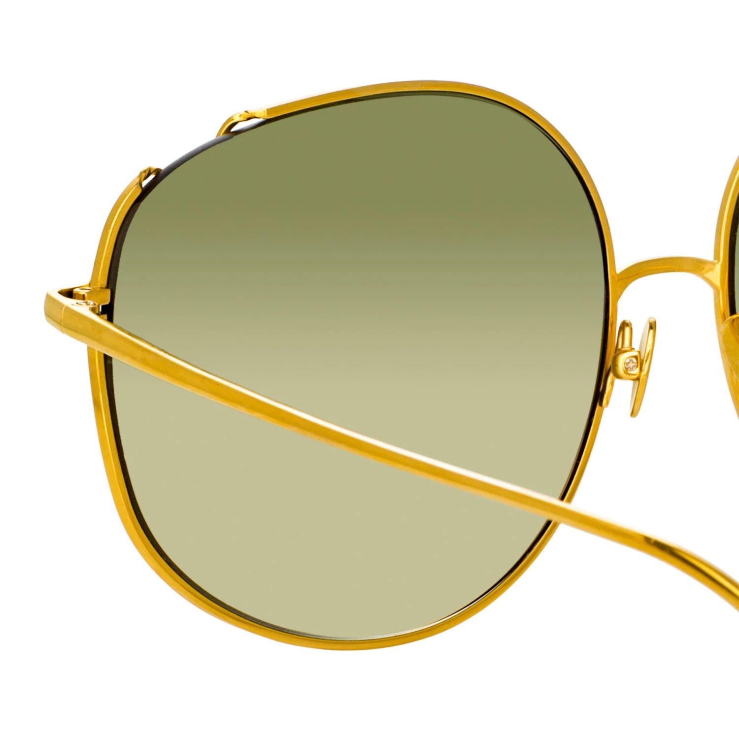 Linda Farrow Marisa Oversized Sunglasses In Yellow Gold And Green 2 Linda Farrow Marisa Oversized Sunglasses In Yellow Gold And Green