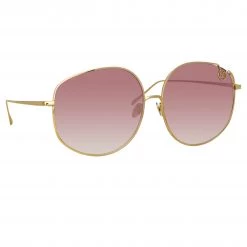 Linda Farrow Women's Marisa Oversized Sunglasses In Light Gold And Burgundy