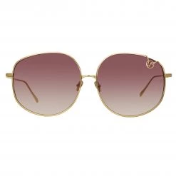Linda Farrow Women's Marisa Oversized Sunglasses In Light Gold And Burgundy