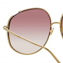 Linda Farrow Women's Marisa Oversized Sunglasses In Light Gold And Burgundy
