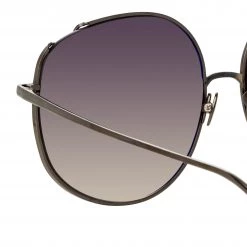 Linda Farrow Marisa Oversized Sunglasses In Nickel Women's