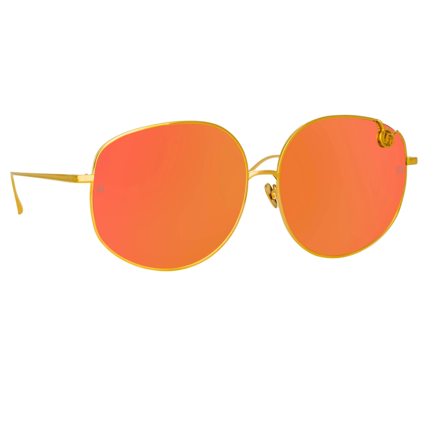 LINDA FARROW (U.K.) Marisa Oversized Sunglasses In Yellow Gold And Red 2 LINDA FARROW (U.K.) Marisa Oversized Sunglasses In Yellow Gold And Red