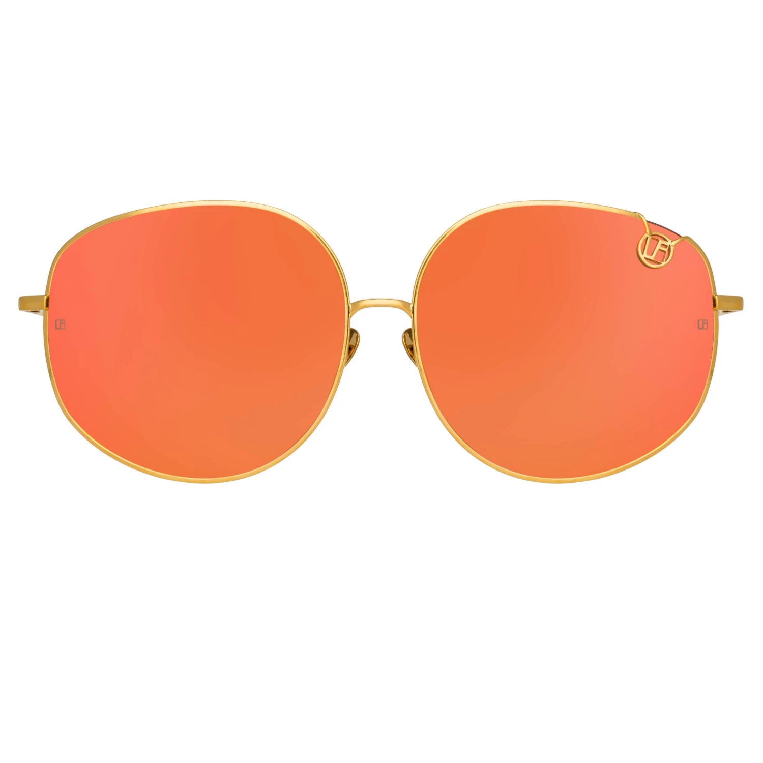LINDA FARROW (U.K.) Marisa Oversized Sunglasses In Yellow Gold And Red 1 LINDA FARROW (U.K.) Marisa Oversized Sunglasses In Yellow Gold And Red