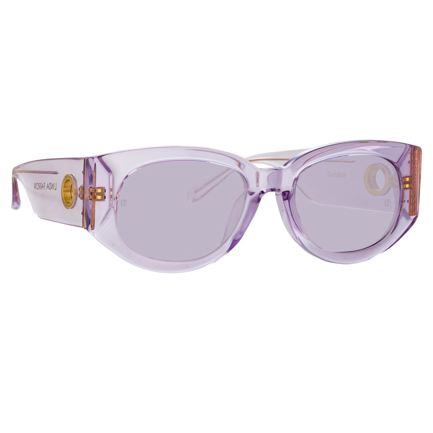 LINDA FARROW (U.K.) Women's Debbie D-Frame Sunglasses In Lilac 2 LINDA FARROW (U.K.) Women's Debbie D-Frame Sunglasses In Lilac