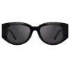 LINDA FARROW (U.K.) Virtual Try On Debbie D-Frame Sunglasses In Black And Crystal Temples