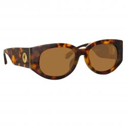 Linda Farrow The Debbie | D-Frame Sunglasses In Tortoiseshell (C2) Women's