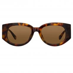Linda Farrow The Debbie | D-Frame Sunglasses In Tortoiseshell (C2) Women's