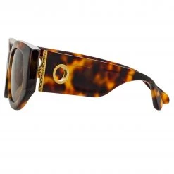 Linda Farrow The Debbie | D-Frame Sunglasses In Tortoiseshell (C2) Women's