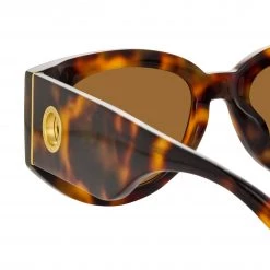 Linda Farrow The Debbie | D-Frame Sunglasses In Tortoiseshell (C2) Women's
